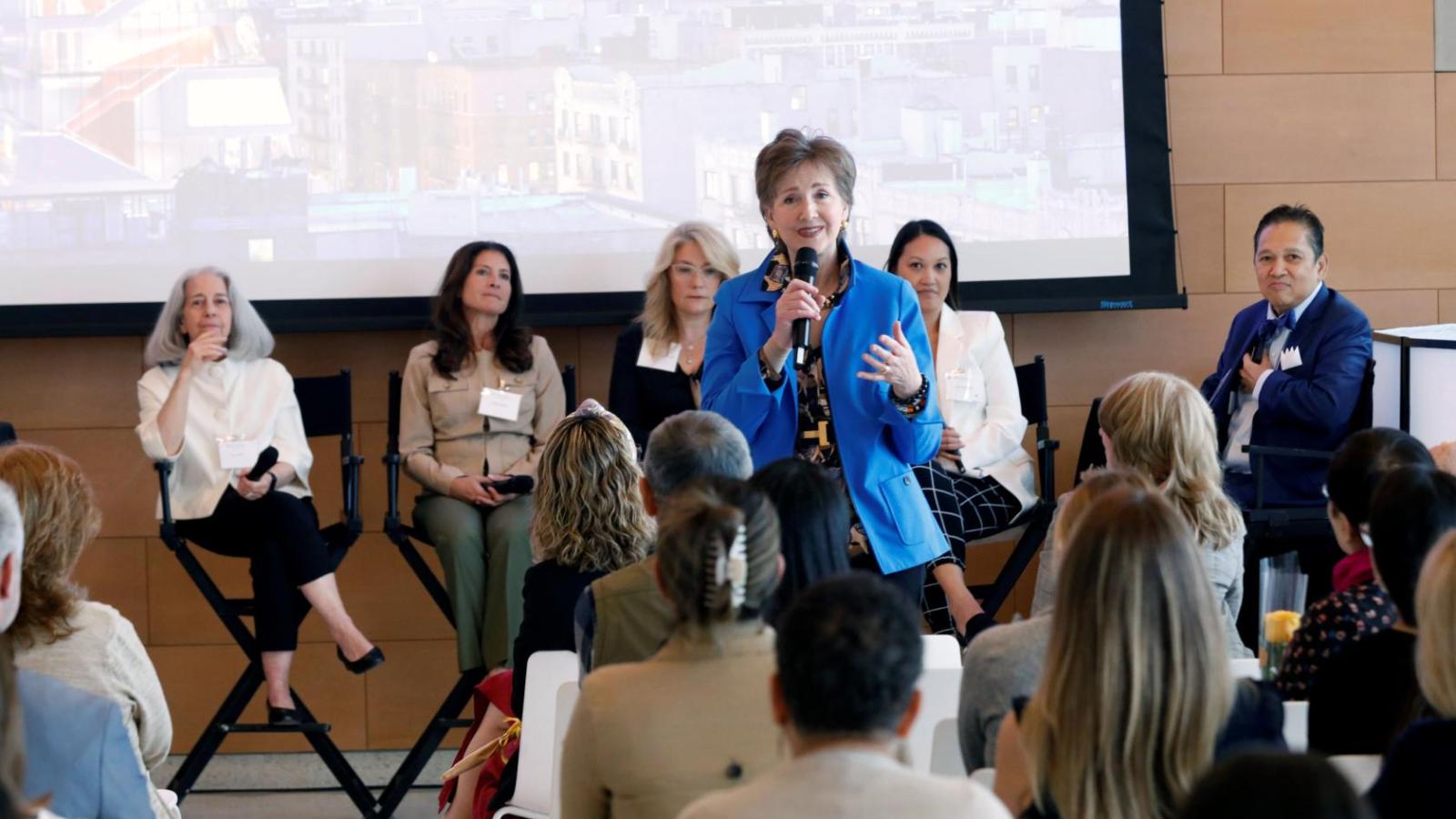 Dean Frazier speaking ahead of a crowd