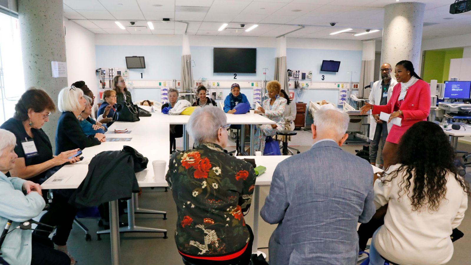 Alumni attending workshop inside simulation center