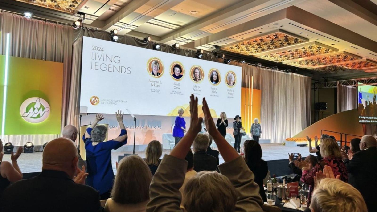 Crowd applause in front of award ceremony