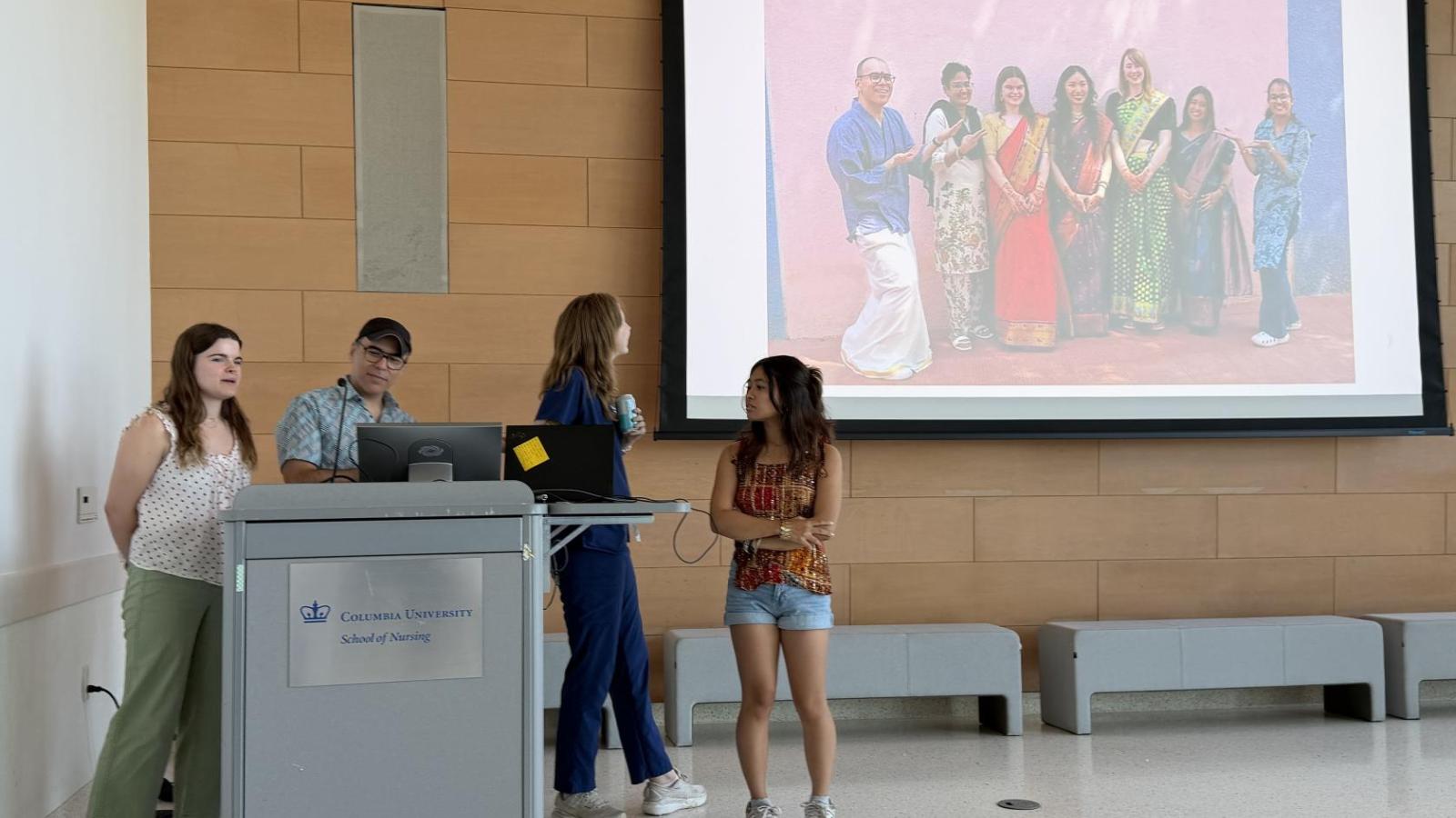 Students who went to India explain a photo from their time abroad.