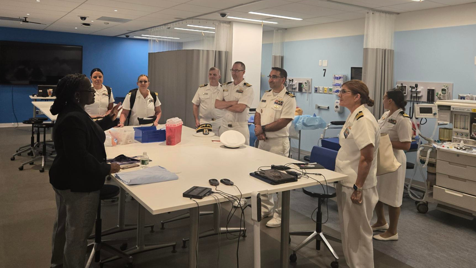 Members of the Navy in the simulation center