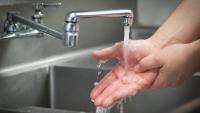 Handwashing in sink.