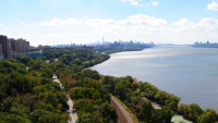 Aerial view of Washington Height and the Hudson River.