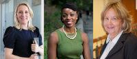 Headshots of three alumni award recipients.