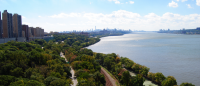 Aerial view of Washington Height and the Hudson River.