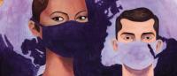 Illustration of two people in masks.