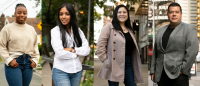 Portraits of four diverse students.