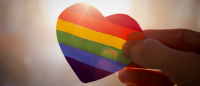 Rainbow flag heart.
