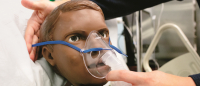 Pediatric manikin in simulation center.